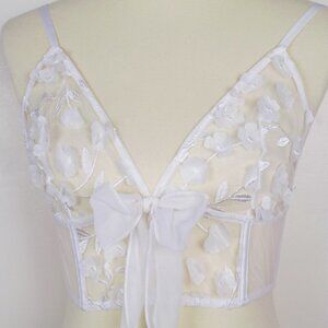 corset top floral cropped bra top bow coachella